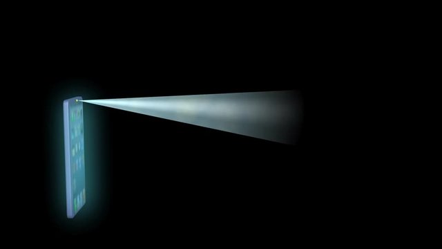 Face recognition , biometric verification scanning ray, light beam from smart phone. 3d animation