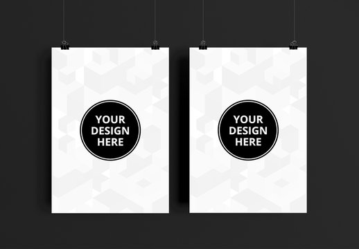 Two Hanging Posters Mockup 1