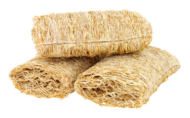 Shredded wheat breakfast cereal isolated on a white background