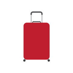 red suitcase on wheels- vector illustration