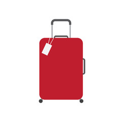 red suitcase on wheels icon- vector illustration