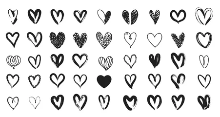 Foto op Plexiglas Black heart hand drawn. Icon cute doodle love. © lauritta