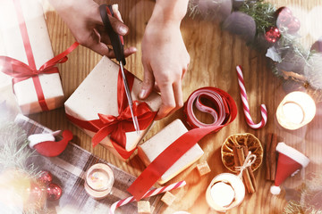 Christmas gift packaging hand wood