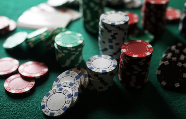 poker chips on the table