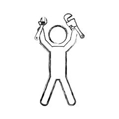 Worker with wrench pictogram
