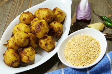 Gluten free Moong Daal goli or mung lentil spicy balls