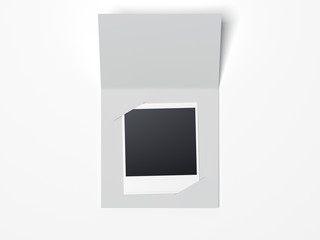 Gray leaflet with photo inside. 3d rendering