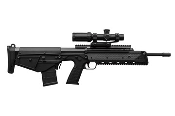 Modern rifle with an optical sight isolated on white
