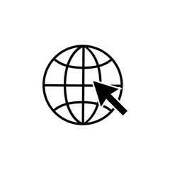 pointer to the globe outline icon. Element for mobile concept and web apps. Thin line vector icon for website design and development, app development. Premium icon