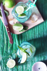 Lemonade from lime and mint