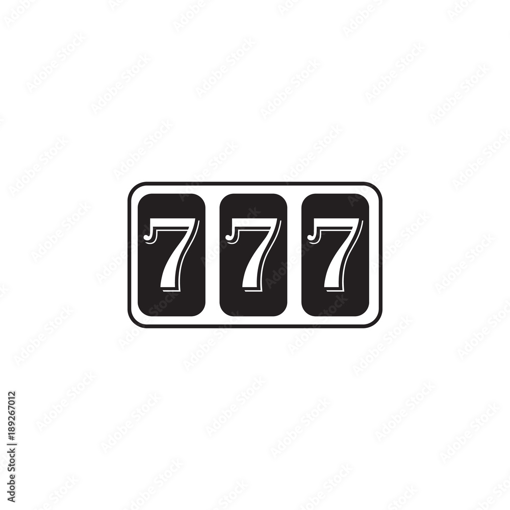 Poster three sevens in the casino icon. element of gambling for mobile concept and web apps. thin vector ic