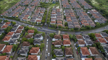  aerial view of home village in bangkok thailand