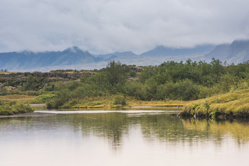 lake and mountains