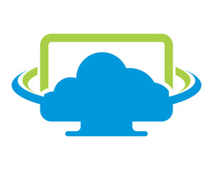 monitor screen cloud computer laptop technology gadget network image vector icon logo symbol