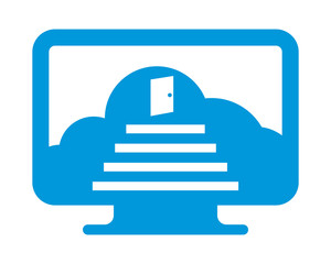 monitor screen cloud stair computer laptop technology gadget network image vector icon logo symbol