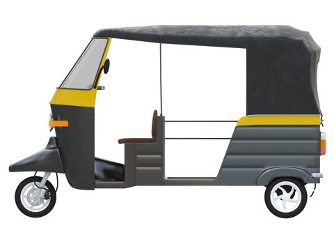 autorickshaw or tuk tuk or mototaxi black side view
