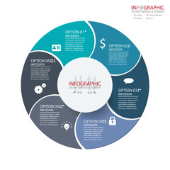 Vector abstract element infographics 6 option. Design for business or finance template layout, brochure, workflow, information or presentation and other. Can add infodata and icon. Abstract 3D vector.