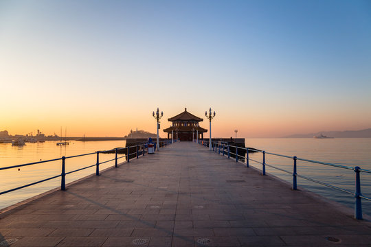 Fototapeta Zhanqiao pier at sunrise, Qingdao, Shandong, China