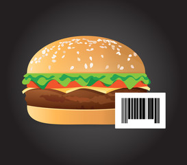 burger and fries barcode concept illustration