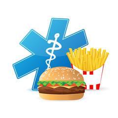 burger and fries medical concept
