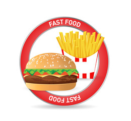 burger and fries seal concept illustration design