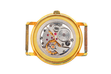 Clockworks on white