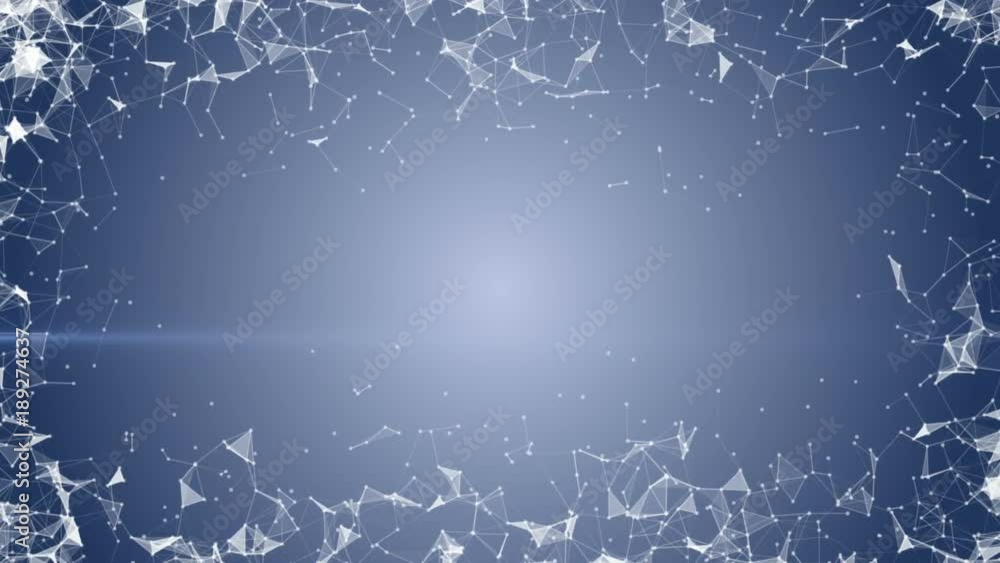 Poster frame from dynamic structures. dark blue network. place for text. cinematic plexus background. seamless loop.