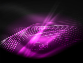 Elegant neon flowing stripes, smooth waves with light effects