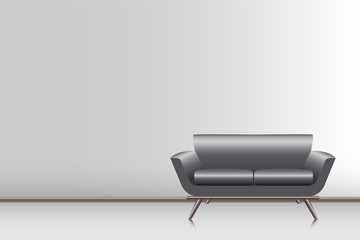 Realistic modern couch in living room., Vector, Illustration