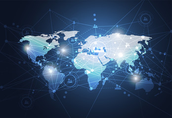 Global network connection. World map point and line composition concept of global business. Vector Illustration