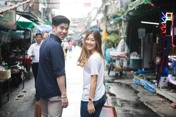 Young asian couple dating