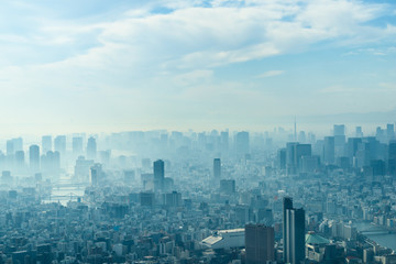 モヤに包まれる東京