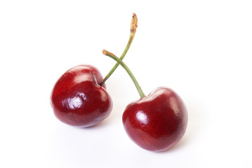 Sweet cherry isolated on white background.  