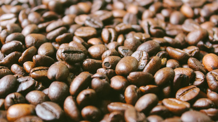 Coffee beans close-up, background
