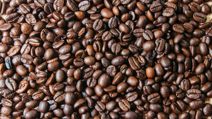Coffee beans close-up, background