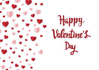 Happy valentine day with creative red and pink love balloon on white background. minimal concept. Vector Illustration