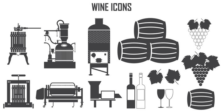 wine icons vector set.