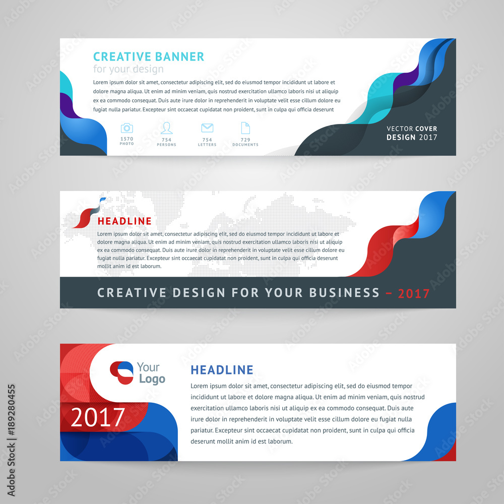 Wall mural vector set of abstract design templates horizontal banner