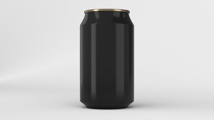 Blank small black and gold aluminium soda can mockup on white background