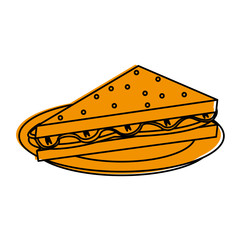 Delicious sandwich on dish icon vector illustration graphic design