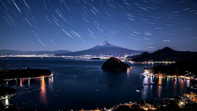 発端丈山から富士山と星の軌跡Timelapse