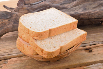 Bread on wooden background