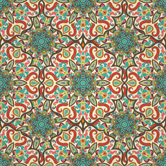 Ornate floral seamless texture, endless pattern with vintage mandala elements.