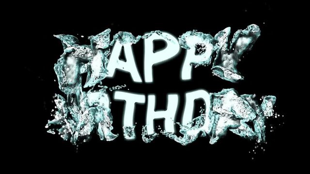 word happy birthday. Beautiful animation of the text happy birthday on white black background
