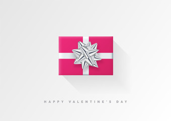 Colorful wrapped gift box with ribbon. 2018 Festive vector illustration. Flat decoration.