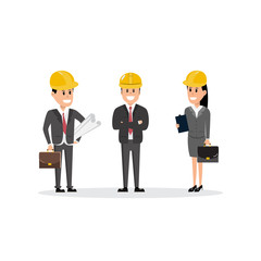 Construction workers team characters group foreman architect and investor