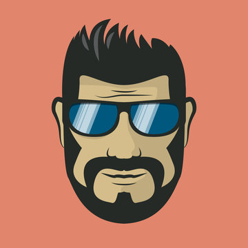 Bearded hipster man with sunglasses