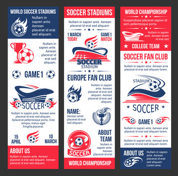 Vector banners for football soccer match game