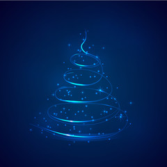Vector Abstract Christmas tree with sparkles 