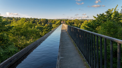 View over the Pontcysyllte Aqueduct near Trefor in Wrexham, Wales, UK
